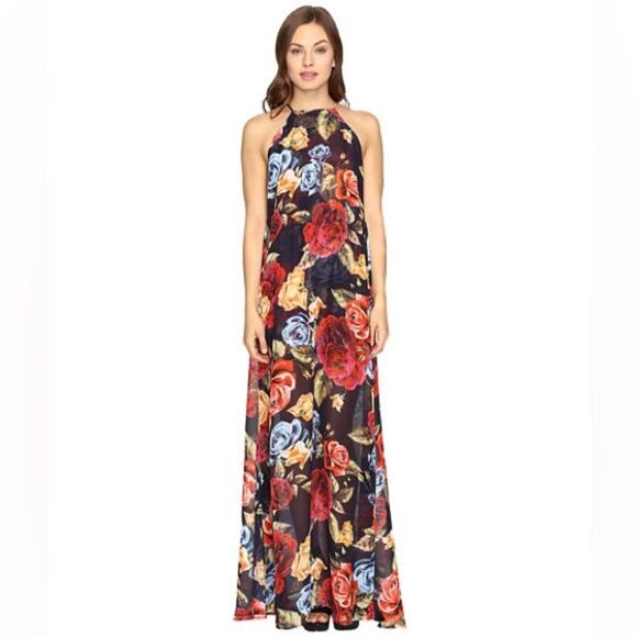 NWT Show Me Your Mumu Black & Vibrant Florals Brontë Sheer Maxi Dress - XS - Picture 1 of 9